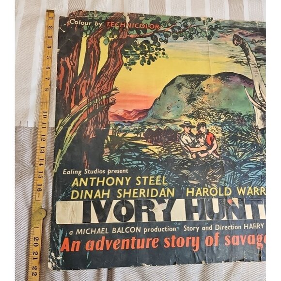 1952 Ivory Hunter Where No Vultures Fly Poster Rare with Name Change England UK - Picture 2 of 14